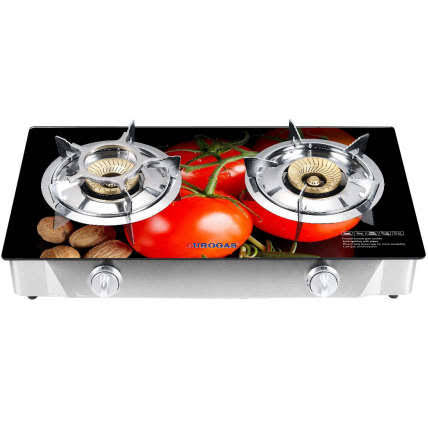 Double burner tempered gas stove