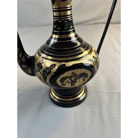 Hand craved brass floor flower vase surahi design