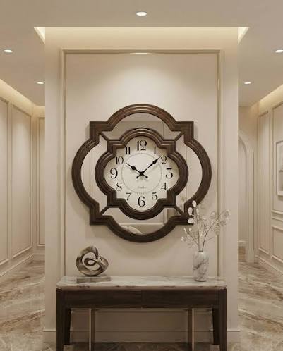 Modern geometric 3D metal wall clock 24 inch silent