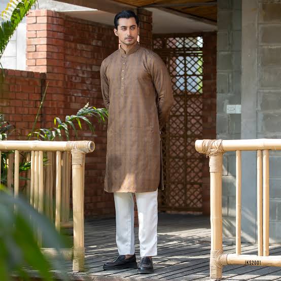 premium jacquard cotton kabil panjabi set