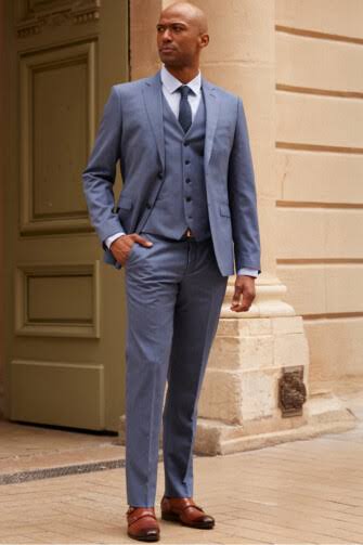 Men 100% pure wool 3 piece formal suit blazar
