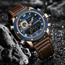 Naviforce luxury quartz dual display sports watch