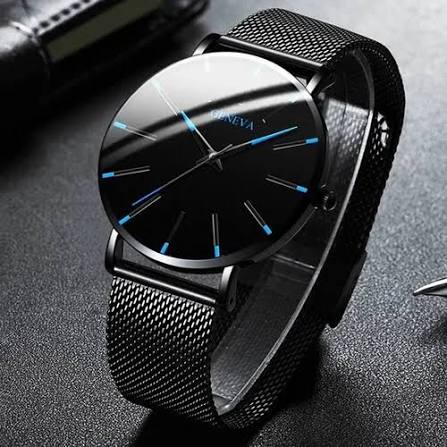 Curren men minimalist ultra thin quataz mesh watch