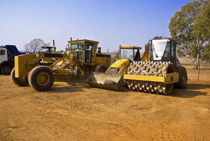 Open yard heavy machinery iron rod & scaffolding shuttering stockyard