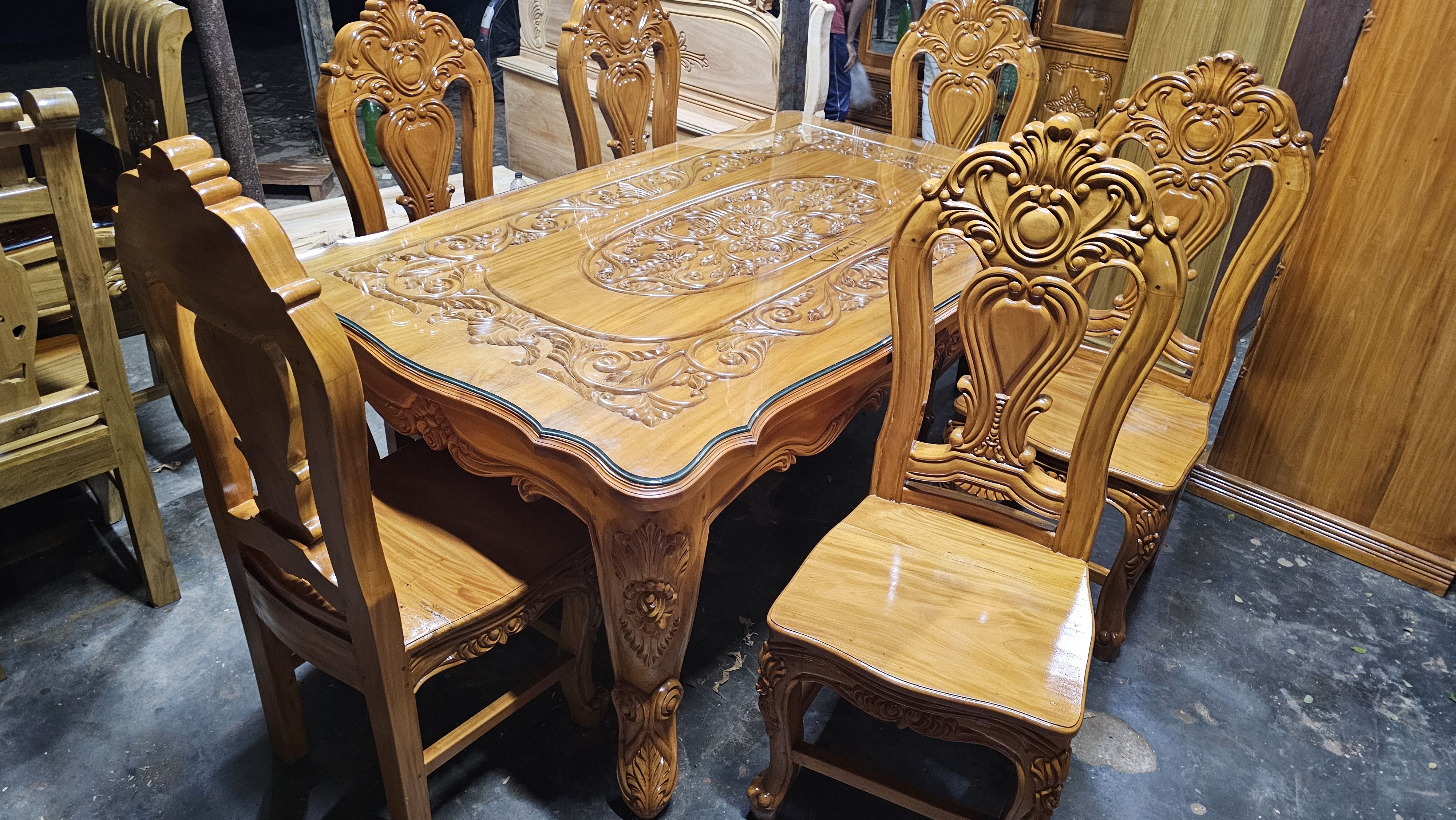 Chittagong Teak Wood Dining Table Chair