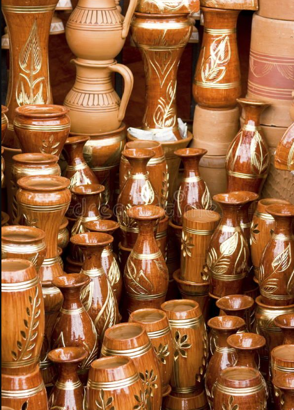 Rustic Painted Clay Pots