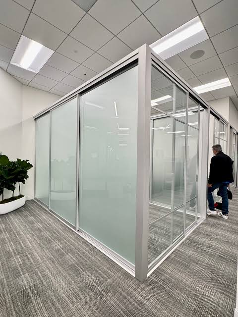 Frameless Tempered Glass Office Partition & Patch Doors