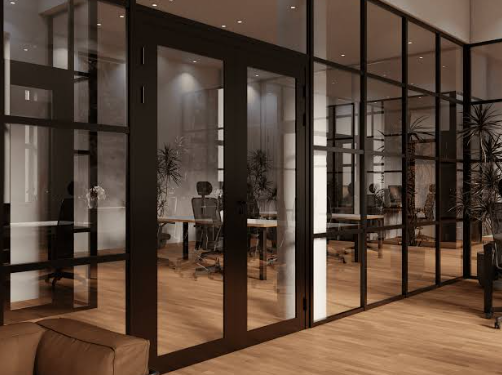 Frameless Tempered Glass Office Partition & Patch Doors